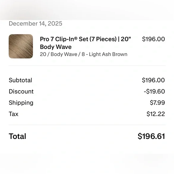 Luxurious 7-Piece Clip-In Hair Extensions - Ash Brown - Picture 4 of 5